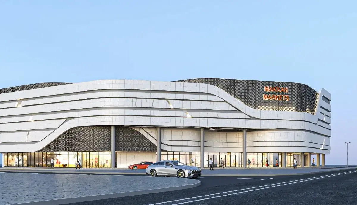 Rendering of the two-storey Aswaq Makkah commercial building, Sharjah