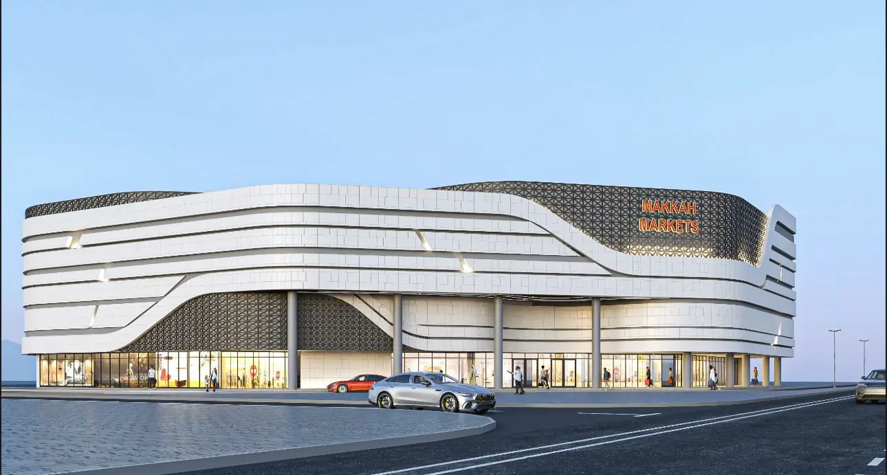 Rendering of the two-storey Aswaq Makkah commercial building, Sharjah